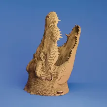 figura 3d cocodrilo carton reciclado