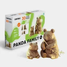 caja puzzle 3d familia panda