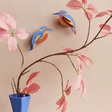 Martin Pescador, decoración de pared de carton y tintas vegetales