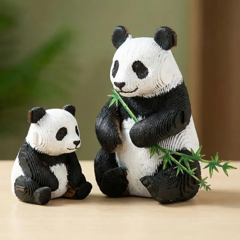 Puzzle 3D Familia Panda Pintada