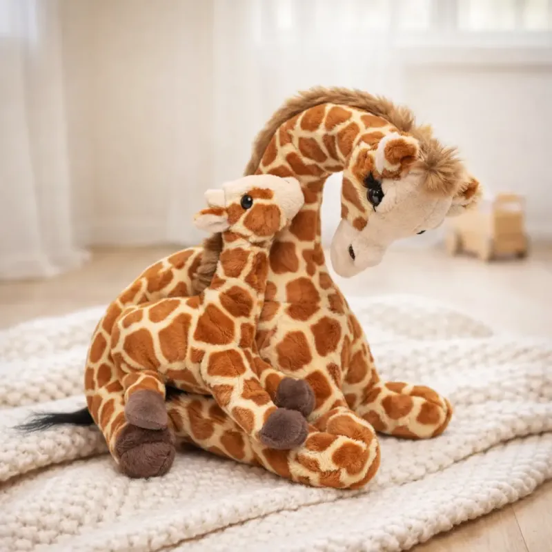 Peluche de Jirafa con bebé en habitación de niño