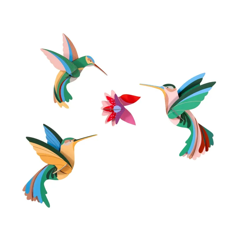 Colibries decoracion carton 3d