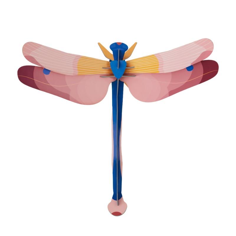 Libélula rosa decoración mural 3D