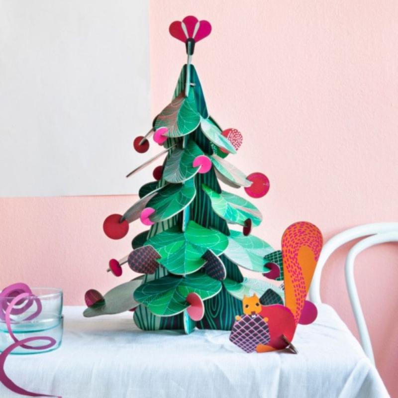 decoracion arbol navidad carton ardilla
